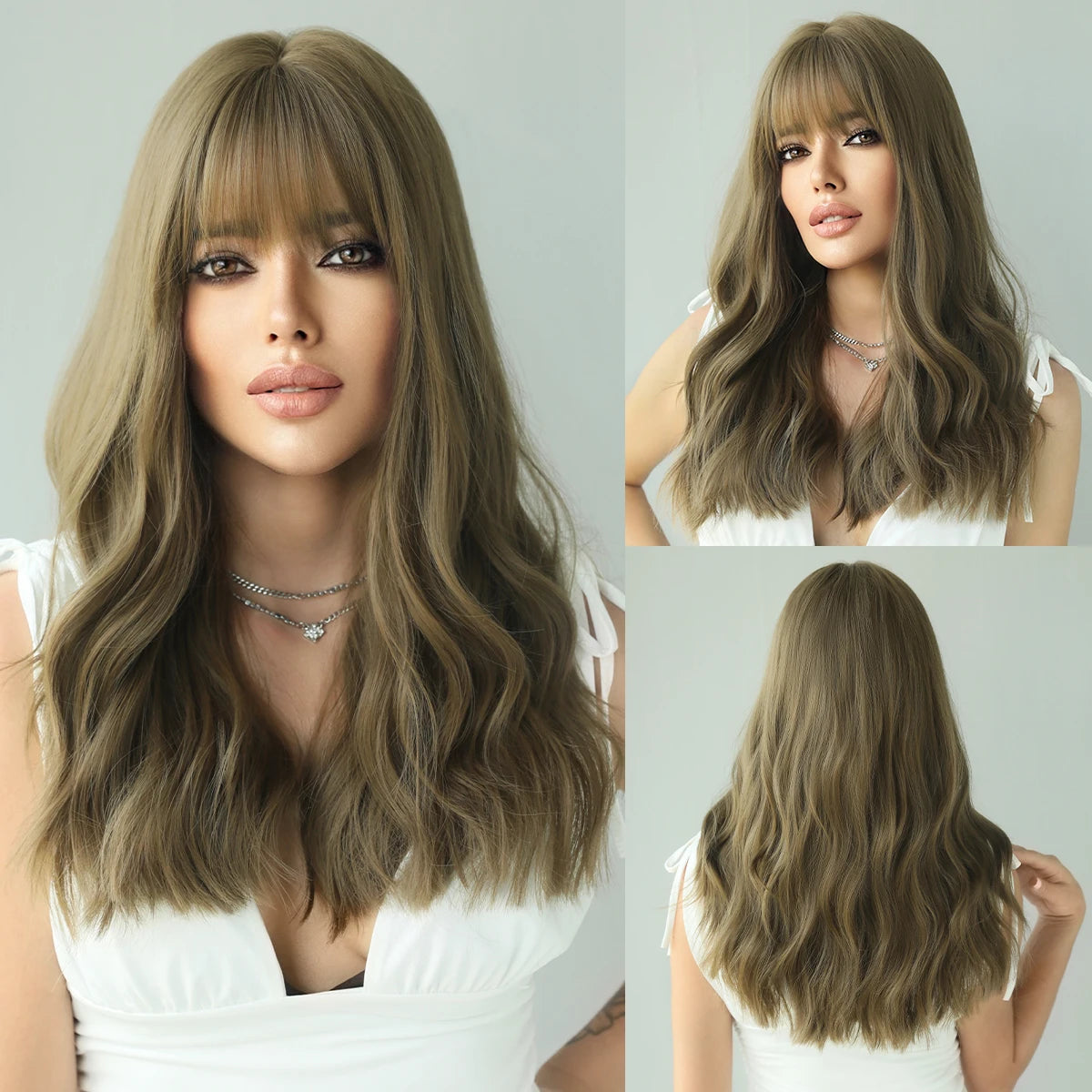 Long Straight Synthetic Wig with Bangs – Heat Resistant