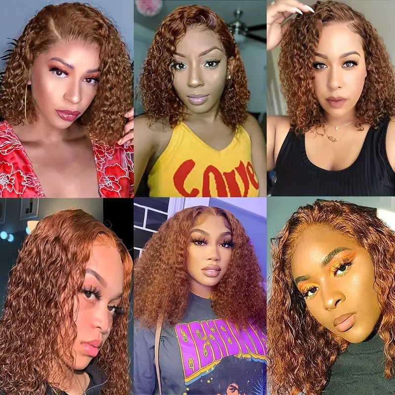 Chocolate Brown Kinky Curly Bob Wig – 13×4 Lace Front, Pre-Plucked