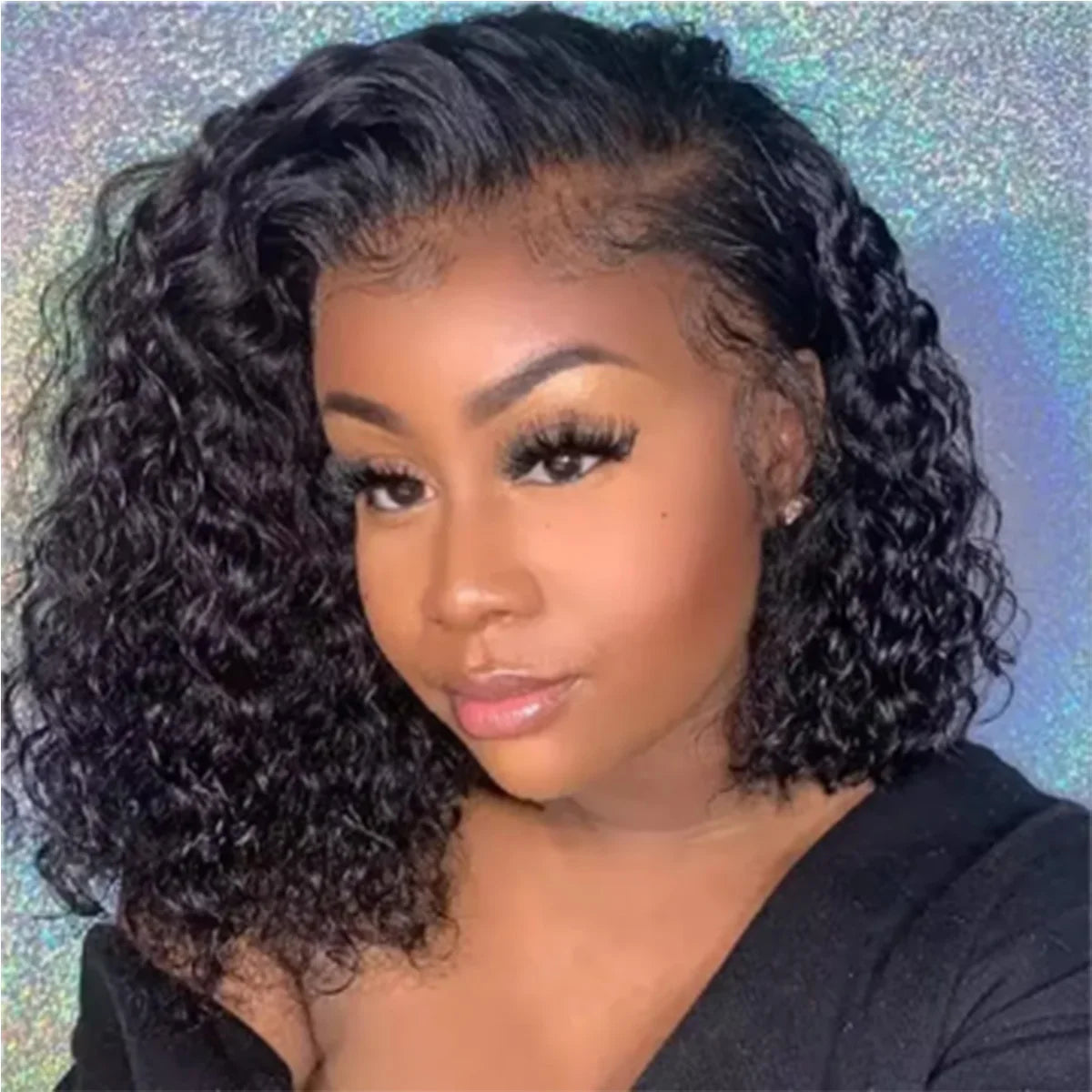 Deep Wave Bob Lace Front Wig – 180% Density, Pre-Plucked