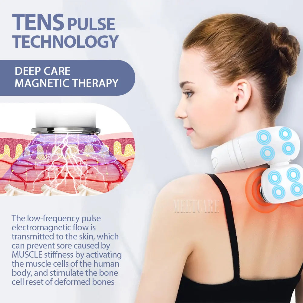 Wireless TENS Neck & Shoulder Massager – Pain Relief & Heating