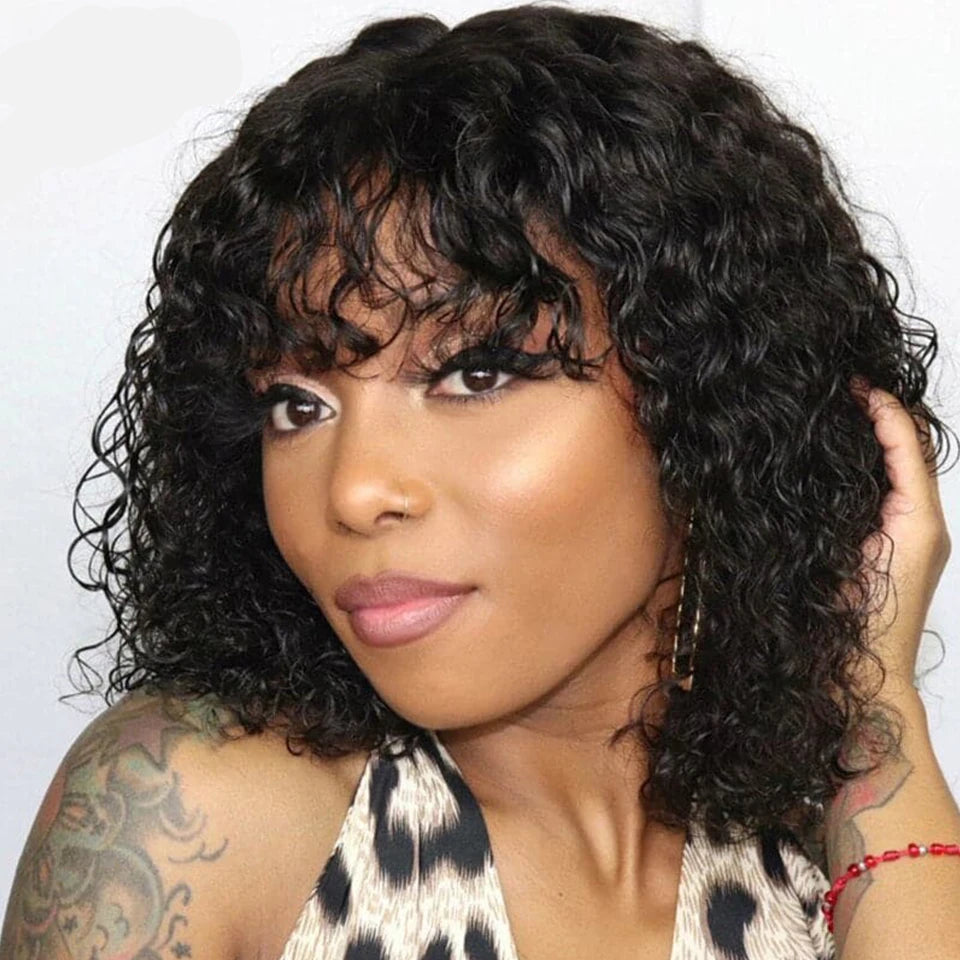 Jerry Curly Short Bob Wig – Glueless, Honey Blonde Highlights