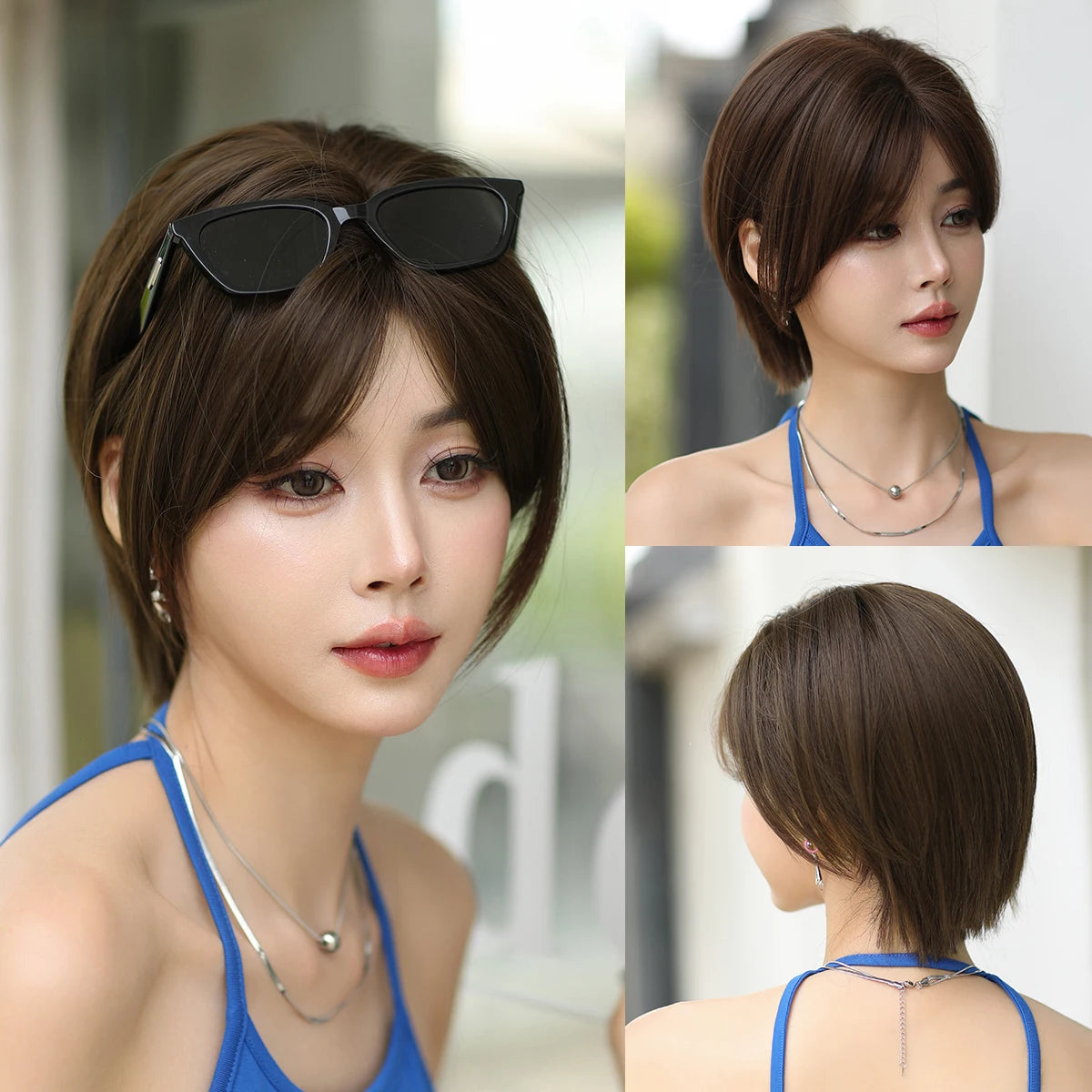 Short Wavy Dark Brown Synthetic Wig – Heat Resistant
