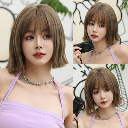 Short Wavy Dark Brown Synthetic Wig – Heat Resistant