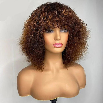 Jerry Curly Short Bob Wig – Glueless, Honey Blonde Highlights