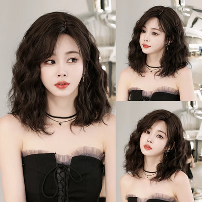 Short Wavy Dark Brown Synthetic Wig – Heat Resistant