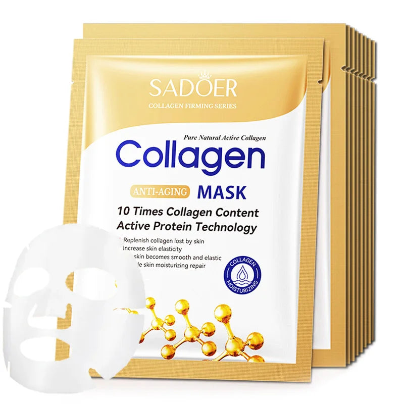 10pcs Collagen Face Mask – Anti-Wrinkle & Hydrating