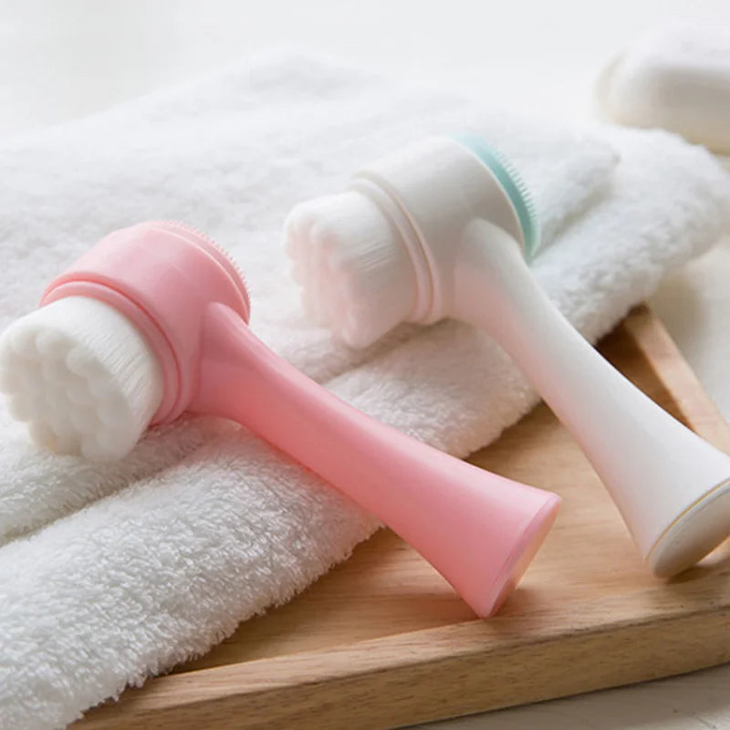 3D Double-Sided Silicone Facial Cleansing Brush